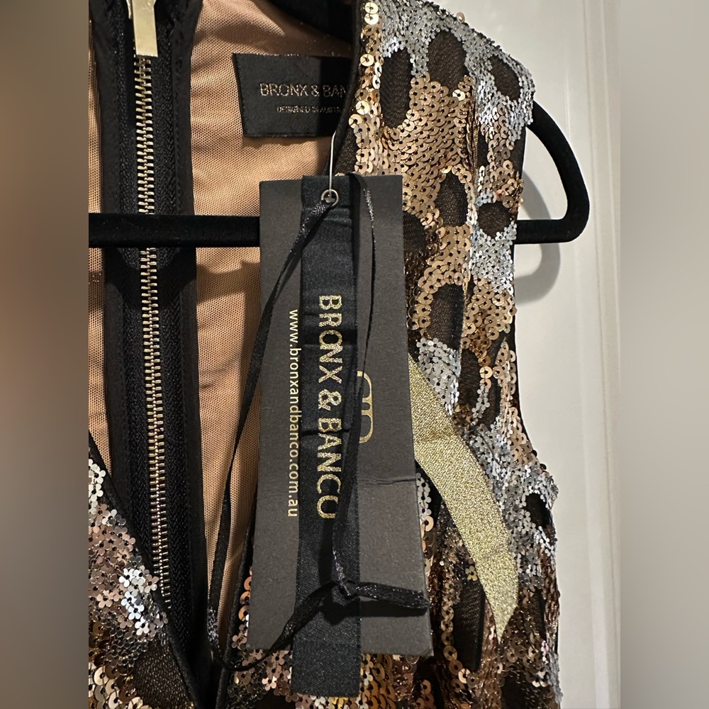 Bronx and Banco Sequin Mini Dress in Black and Silver - Picture 4 of 5
